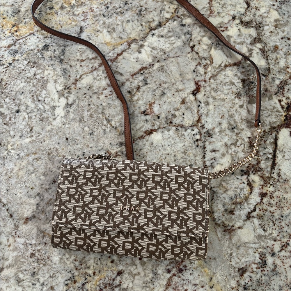 DKNY Brown Monogram Crossbody Bag